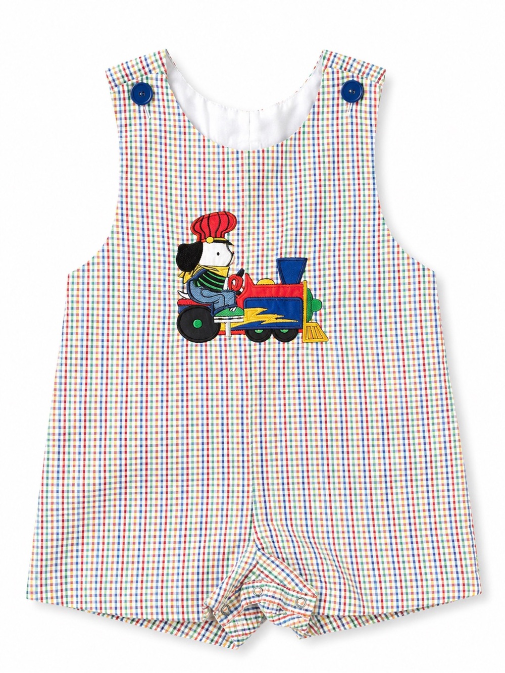Samara 4T Train Appliqué Jon Jon Shortall Romper EUC Classic